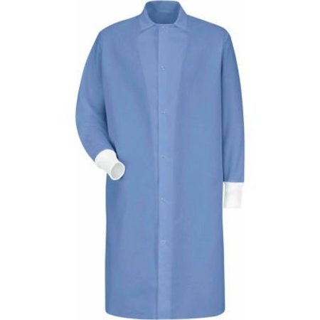 VF IMAGEWEAR Red Kap® Gripper-Front Butcher Coat W/Knit Cuffs, Pocket-less, Spun Polyester, Light Blue, 4XL KS60LBRG4XL